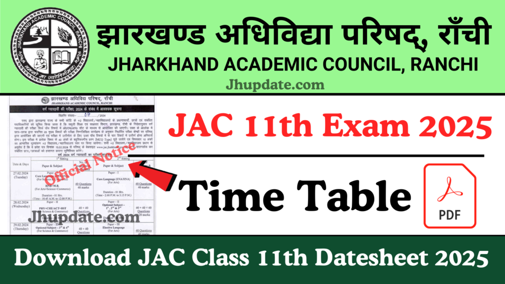 JAC 11th Time Table 2025