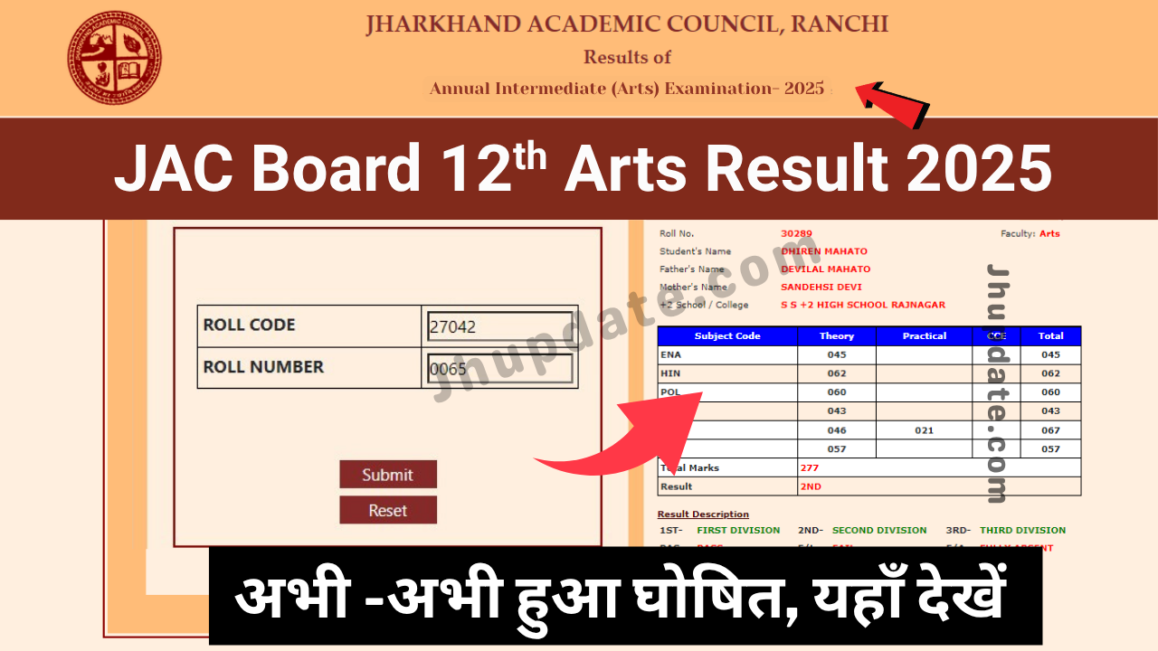 JAC 12th Arts Result 2025 Link Available